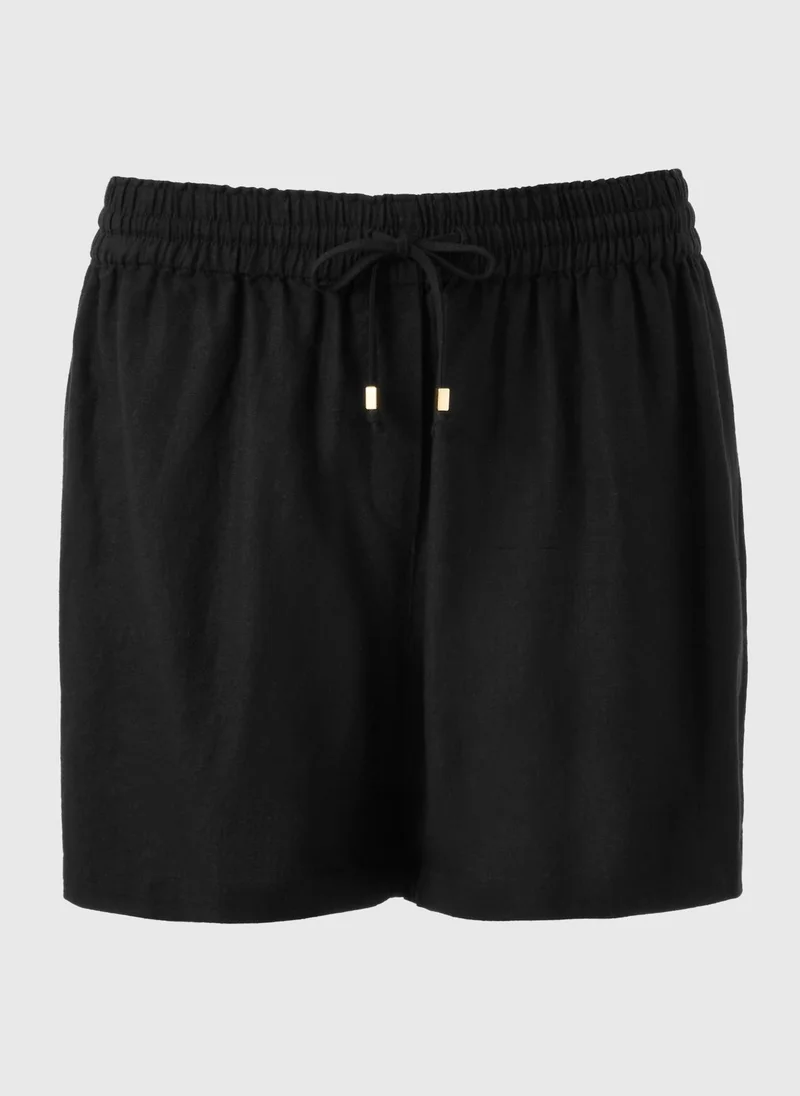 Matalan Black Black Linen Blend Shorts for Women | Best Price UAE